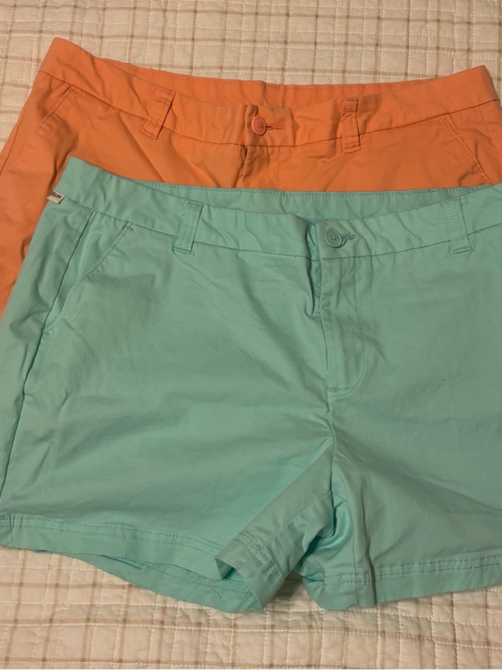 Magellan Outdoors Women’s Shorts in Mint and Peach - Belted Waist